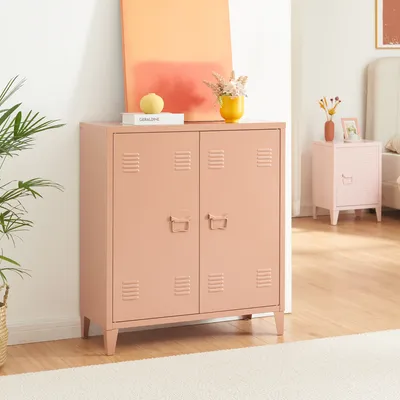 Zdjęcie produktu dla Metalowa szafka 'Oripää' z 2 drzwiczkami 90 x 80 x 33 cm jasnobrązowa