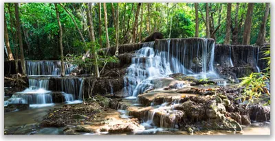Produktbild von Tulup Leinwand-Bilder 140x70 Wandbild Canvas Kunstdruck Wasserfall Wald Natur