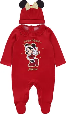 Produktbild von Rotes Baby-Weihnachtsset Strampler + Mütze Minnie Maus, Zertifikat 3-6 Monate