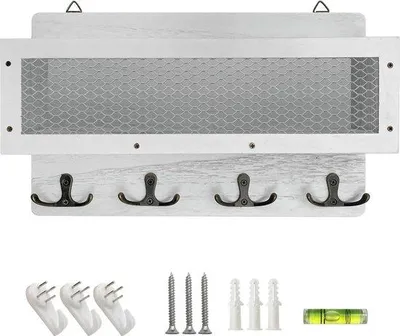 Produktbild von Famanu Schlüssel- und Posthalter für die Wand - Holz, weiß