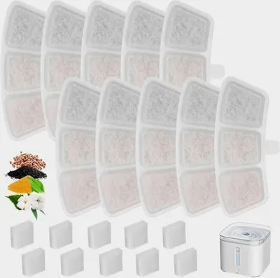 Produktbild von Katzenbrunnen Filter 10 Stück Filter Katzenbrunnen Filter für Katzenbrunnen | für Oneisall PW04 3.5L Trinkbrunnen für Katze Edelstahl 10 Pet Fountain Replacement Filters mit 10 Schaumstofffilter
