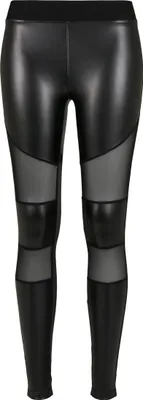 Produktbild von Urban Classics Damen Ladies Tech Mesh Faux Leather Leggings, Black, M