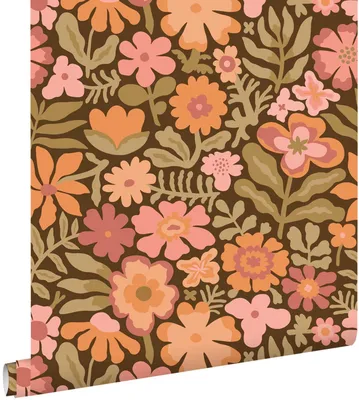 Produktbild von ESTAhome Tapete Blumen Braun, Orange und Grün 50 x 900 cm