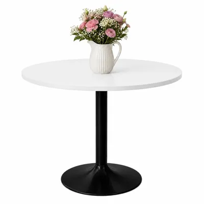 Produktbild von Runder Esstisch VICTORY 70 cm – Schwarz und Weiß Smoke, moderner Küchentisch mit Metallfuß, skandinavisches Design