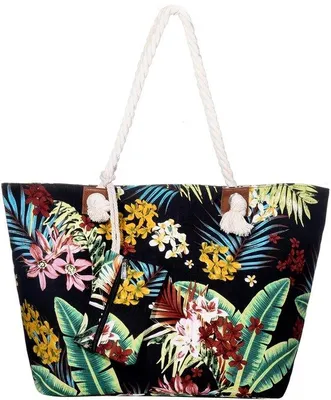 Produktbild von DonDon Strandtasche mit Reißverschluss, große Strandtasche XXL, Shopper für Damen – praktische Strandtasche als Umhängetasche für Damen für Strand und Meer – Cookinseln