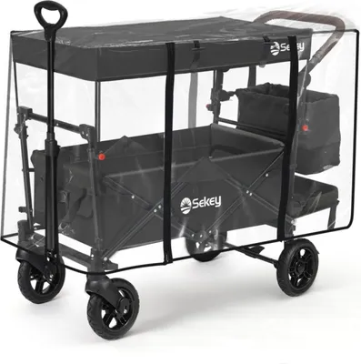 Produktbild von Sekey Regenschutz Transparent für Bollerwagen mit Dach, 110 x 60 x 75 cm