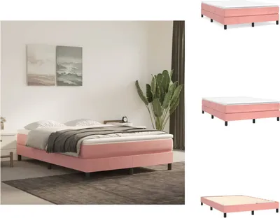 Produktbild von vidaXL Boxspringbett mit Matratze Rosa 140x190 cm Samt -  Betten & Bettgestelle