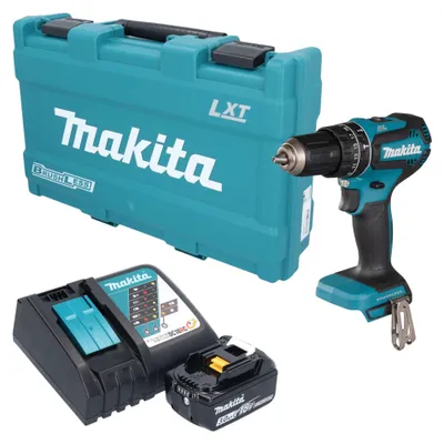 Immagine prodotto di Trapano avvitatore a percussione a batteria Makita DHP 485 RF1K 18 V 50 Nm brushless + 1 batteria da 3,0 Ah + caricabatterie + valigetta