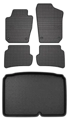 Zdjęcie produktu dla Dywaniki gumowe + mata bagażnika do Skoda Fabia III 2014- (hatchback) – czarne, dopasowane – Wielganizator SolidPRO