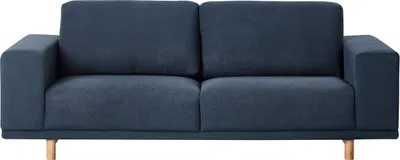 Zdjęcie produktu dla BELIANI Sofa niebieska trzyosobowa tapicerowana kanapa do salonu vintage retro drewniane nogi