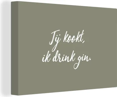 Produktbild von OneMillionCanvasses® - Leinwandbilder - 140x90 cm, Sprichwörter - Du kochst, ich trinke Gin - Zitate, Wandbilder Kunstdruck Wanddekoration - Foto auf Leinwand - Gemälde auf
