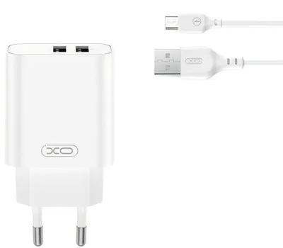 Image de XO CE34 Chargeur 2× USB-A 2.4A + câble microUSB 12?W blanc