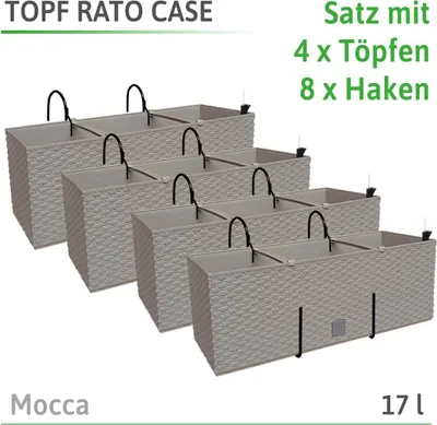 Produktbild von Blumentopf Rato case DRTC500-S449 Mocca 4 Farben Bewässerungsanlage 17 L NEU