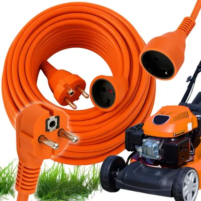 Productafbeelding van Verlengsnoer 30 m voor buiten – oranje verlengkabel 2x 1,5 mm² 230 V, tuinkabel voor grasmaaier en gereedschap, slijtvaste pvc-mantel