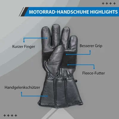 Produktbild von Motorradhandschuhe Winterhandschuhe Lederhandschuhe, Größe:7=S