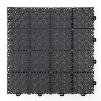 Produktbild von Plastik Fliesen für Balkon und Terrasse Poolumrandung aus Kunststoff Steckfliesen dunkelgrau in 30 x 30 cm Outdoor Boden