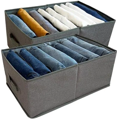 Produktbild von Unyqoos® Große faltbare Aufbewahrungsbox für Kleidung, 45 x 30 x 20 cm – stabil & geruchstral, stapelbar, Grau
