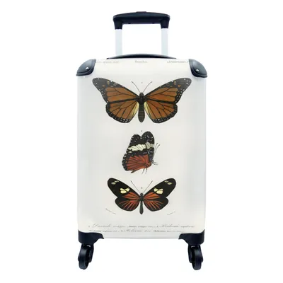 Produktbild von MuchoWow® Koffer Handgepäck Trolley Rollkoffer Kleine Reisekoffer mit 4 Rollen - Schmetterling - Vintage - Insekten - Cabin Size < 55x40x23 cm & 55x40x20 cm - Fotokoffer - Kabinenkoffer - Boardgepäck - Reise-Box - Reisekoffer - Reisegepäck - Koffer mit Bild - Trolley für Kinder
