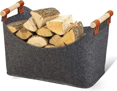 Produktbild von Famanu Haardholzaufbewahrung XL - Robuste Holzmand mit Griffen, faltbar und aus dickem Filz