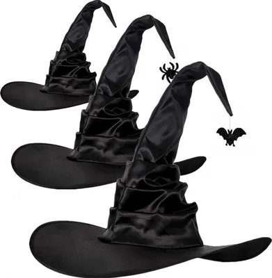 Obrázek produktu pro Černý klobouk Halloween kostým 3 kusy Černá 45 x 45 cm
