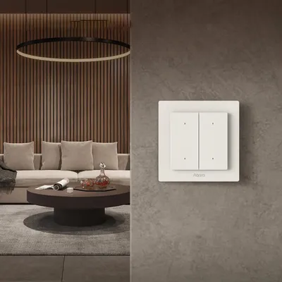 Image de Interrupteur Aqara Light Switch H2 EU, sans fil, Bluetooth / Wi-Fi, gris, blanc, 2 canaux, 2405 - 2480 MHz, boutons