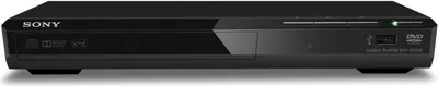 A black Sony DVD player is shown from the front on a white background.