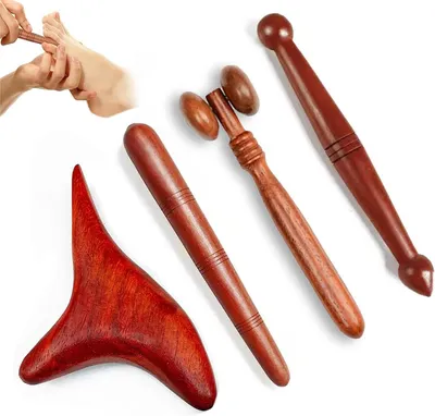 Produktbild von Massageset aus Holz – Set mit Werkzeugen für die Maderotherapie, hochwertiger Massageball aus Holz für Nacken, Beine, Rücken und Körper, zur Schmerzlinderung und Entspannung