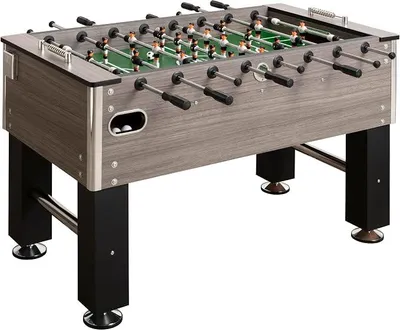 Produktbild von Kickertisch Profi Soccer Deluxe,braun,schwarz,Eiche-grau,massiver und robuster 80 kg Fußballtisch,Stabiler Tischfußball für Jugendliche und Erwachsene,Turnier-Tischkicker mit Getränkehalter
