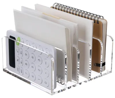 Productafbeelding van Bureau organizer brievenbakje - Acryl - 5 vakken - Transparant - 16 x 15 x 7,6 cm