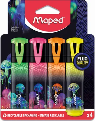Obrázok produktu pre Maped 740710, 4 kusov, Zelená, Žltá, Oranžová, Ružová, Hrot dláta, 1 mm, 5 mm, Blistr