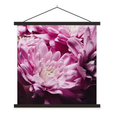Produktbild von MuchoWow® Textilposter Blumen - Rosa - Natur 120x120 cm mit schwarzem Rahmen - Aufhängungsset
