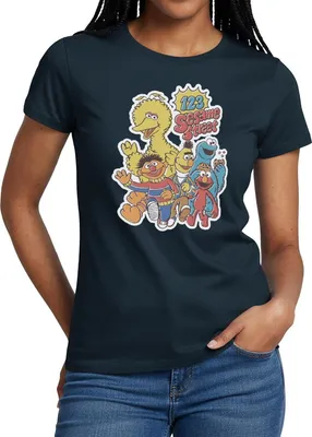 Produktbild von Spreadshirt Sesamstraße 123 Sesame Street Charaktere Frauen T-Shirt, XXL, Navy