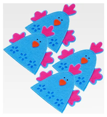 Produktbild von 4 Stück Küken Eierbeutel aus weichem Material für Eierwärmer und Osterdekoration zum Schutz vor Stößen und Temperaturschwankungen