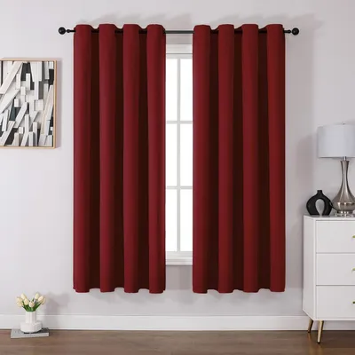 Produktbild von Verdunkelungsvorhänge Thermoisolierend 2er-Set Baumwolle Rot 140x175 cm