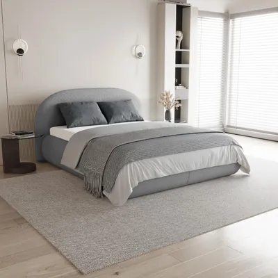 Produktbild von BEAUTYSOFA | Polsterbett MOTTI 160x200 cm - Doppelbett mit Bettkasten, gepolstertem Kopfteil und Matratze & Topper - Bouclé Dunkelgrau