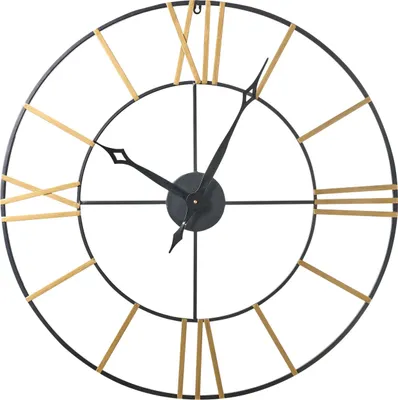 Produktbild von BELIANI Wanduhr Schwarz / Gold ø 80 cm Home Decor Römische Ziffern Rund Modernes Design