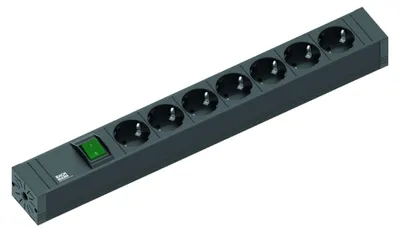 Zdjęcie produktu dla Bachmann 420.0014, 2 m, Wewnętrzna, Czarny, 7 x gniazdo sieciowe, 16 A, 438 mm