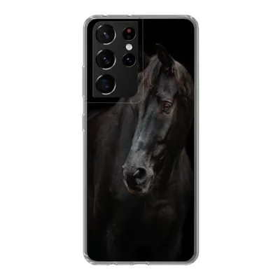Produktbild von MuchoWow® Handyhülle Schutzhülle Hülle für Samsung Galaxy S21 Ultra Pferd - Leicht - Schwarz Silikon Softcase Handy Hülle - Mobiltelefon