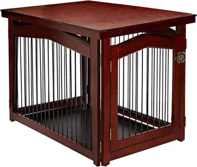 Obrázok produktu pre Oplotenie pre psov – Bránka pre psov – Bezpečné ohradenie domu – Nastaviteľné 2 v 1 – 82,55 x 57,15 x 59,69 cm – Hnedá