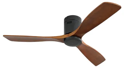 Image de Ventilateur de plafond de 132 cm (52 pouces), avec 3 pales en bois, moteur DC, fonctionnement silencieux, télécommande, sans éclairage