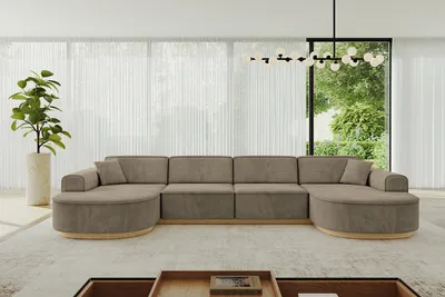 Produktbild von ALTDECOR Ecksofa in U-Form MARI-U2-v2 - 388x171x83 cm Braun - Corner Sofa Bett Eckcouch Couch L-Form Wohnlandschaft Cauchsofa