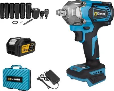 Obrázek produktu pro Elektrický rázový utahovák Gisam, krouticí moment 1200 NM, bezkartáčový motor, 1 baterie typu 2