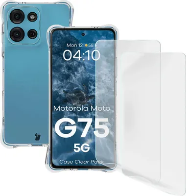 Produktbild von Bizon Case Clear Pack flexibles Gehäuse + 2x Bildschirmfolie Motorola Moto G75 5G