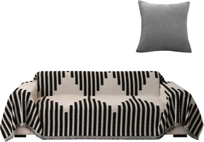 Obrázek produktu pro (180*260cm, černá) Univerzální potah na pohovku, slipcover, přehoz - měkký, odolný, potah na pohovku, ochrana nábytku s potahem na polštář pro severské pohovky se 2, 3 nebo 4 sedadly