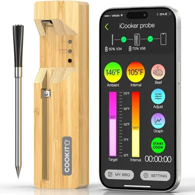Drahtlose Vleesthermometer Bluetooth 5.3, 100 m, App, IPX7