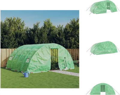 Produktbild von vidaXL Gewächshaus mit Stahlrahmen Grün 20 m² 5x4x2,3 m -  Gewächshäuser