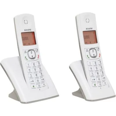 Produktbild von Alcatel F530, DECT-Telefon, Kabelloses Mobilteil, Freisprecheinrichtung, 50 Eintragungen, Anrufer-Identifikation, Grau, Weiß