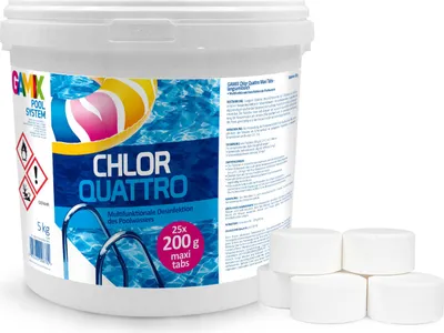 Zdjęcie produktu dla Tabletki chlorowe do basenu 200g - Multitabs Pool 3 w 1 - dezynfekcja chlorowanie basenu - chemia basenowa - pielęgnacja basenu - 5 kg