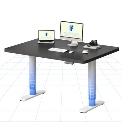 Image de FLEXISPOT CylineX Bureau réglable en hauteur 120 x 80 cm avec élégants pieds arrondis Plateau d'un seul tenant de 25 mm Capacité de charge de 80 kg Noir