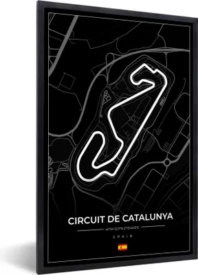 Produktbild von MuchoWow® Gerahmtes Poster F1 - Rennstrecke - Circuit de Barcelona-Catalunya - Rennstrecke - Spanien - Schwarz 40x60 cm - Poster mit Schwarzem Bilderrahmen Wandposter Rahmen Foto Bilder - Papierdruck - Wandbilder